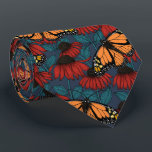 Monarchschmetterling auf roten Konfektoren Krawatte<br><div class="desc">Handgezeichnet nahtloses Muster mit Armbändern und Monarchschmetterlingen.</div>