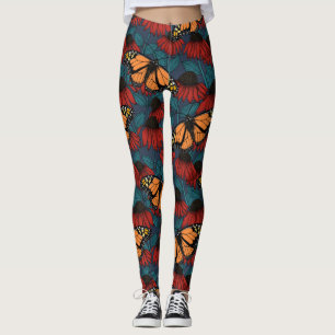 Monarchschmetterling auf roten Konfektoren Leggings