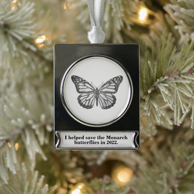 Monarchschmetterling Banner-Ornament Silber (Baum)