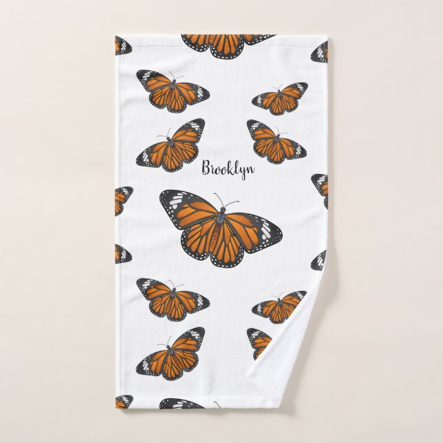 Monarchschmetterling-Cartoon Badhandtuch Set (Handtuch)
