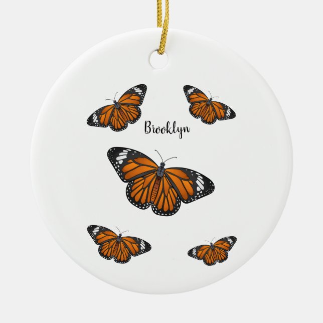 Monarchschmetterling-Cartoon Keramik Ornament (Vorne)