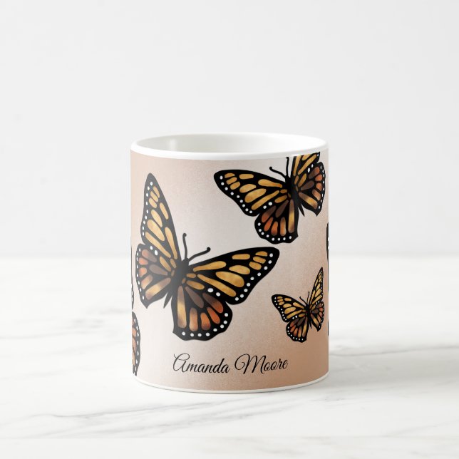 Monarchschmetterling Goldene Flügel Sommernatur Kaffeetasse (Mittel)