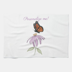 Monarchschmetterling mit Lila Kone-Blume Geschirrtuch