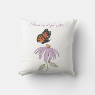 Monarchschmetterling mit Lila Kone-Blume Kissen