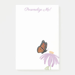 Monarchschmetterling mit Lila Kone-Blume Post-it Klebezettel