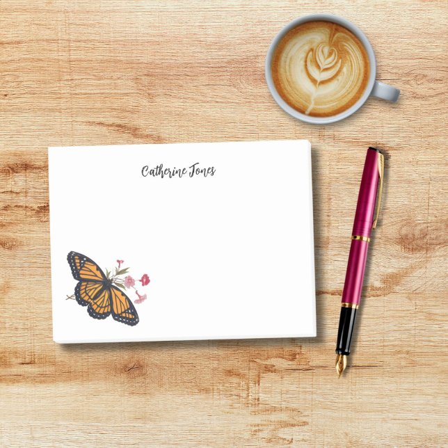 Monarchschmetterling mit Personalisiertem Namen Post-it Klebezettel (Personalize this beautiful monarch butterfly and enjoy writing colorful notes and memos!)