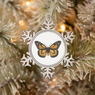 Monarchschmetterling Schneeflocken Zinn-Ornament