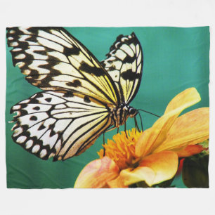 Monarchschmetterling und orangefarbene Blume Fleecedecke