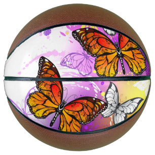 Monarchschmetterlinge auf Lila Hintergrund Basketball
