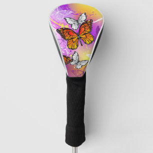Monarchschmetterlinge auf Lila Hintergrund Golf Headcover