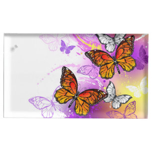 Monarchschmetterlinge auf Lila Hintergrund Platzkartenhalter