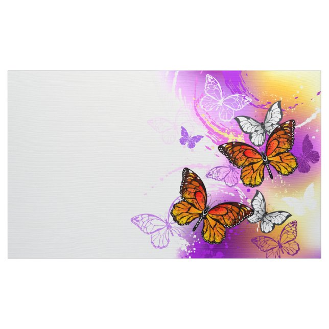 Monarchschmetterlinge auf Lila Hintergrund Stoff (Yard (91,4 cm))