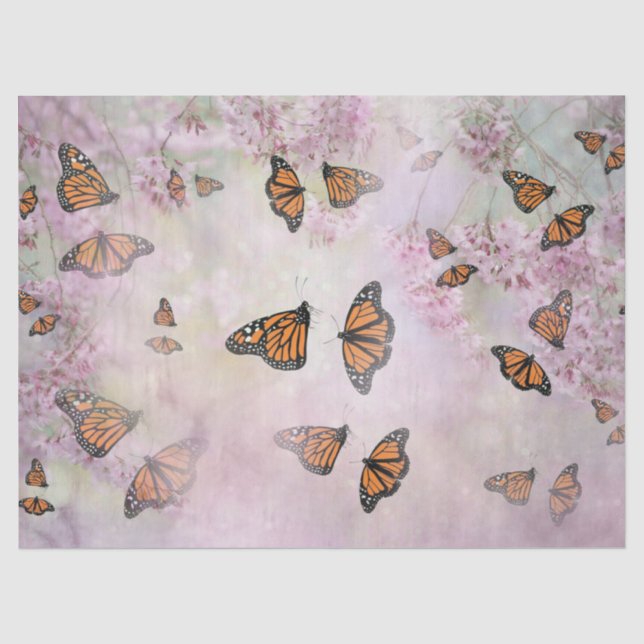 Monarchschmetterlinge blühen seidenpapier (Vorderseite)