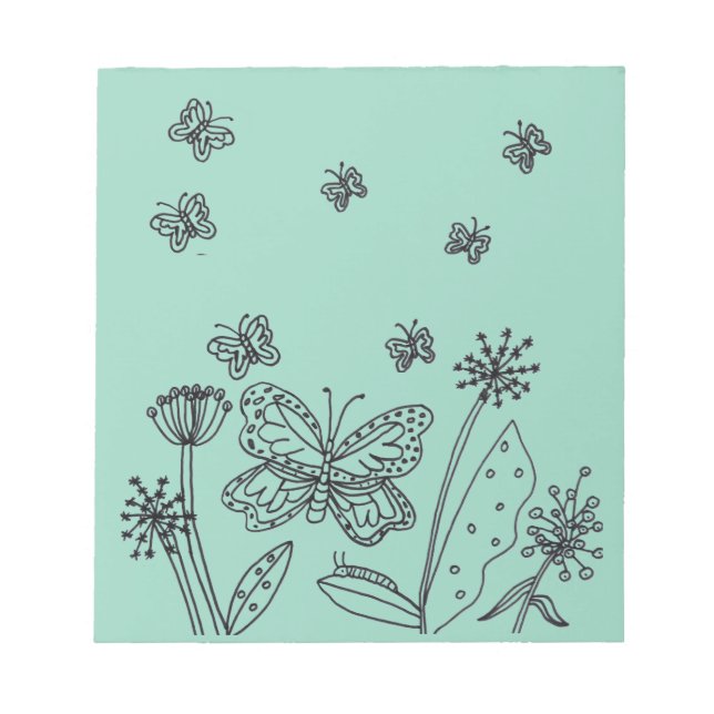 Monarchschmetterlinge und Blume Note Pad Notizblock (Vorderseite)