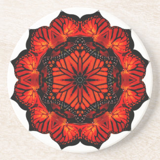 Monarchschmetterlings-Mohnblumen-Blume Mandala Sandstein Untersetzer