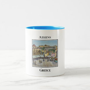 Monastiraki Platz, Athen Griechenland Zweifarbige Tasse