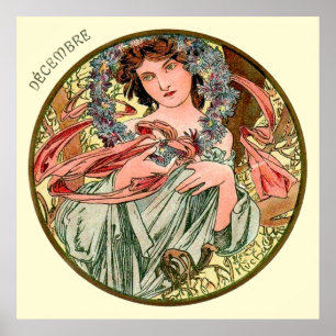 Monat Alphonse Mucha Dezember Poster
