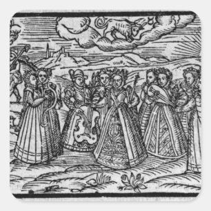 Monat April, von 'The Shepherdes Calender Quadratischer Aufkleber