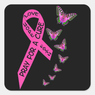 Monat der Brustkrebserkrankung Frauen Religiöser H Quadratischer Aufkleber