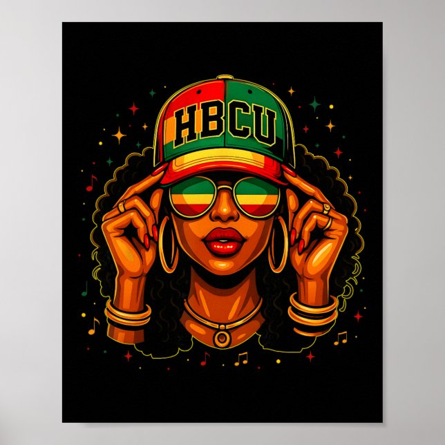 Monat der Schwarzen Geschichte Hbcu Schwarze Afro  Poster (Vorne)