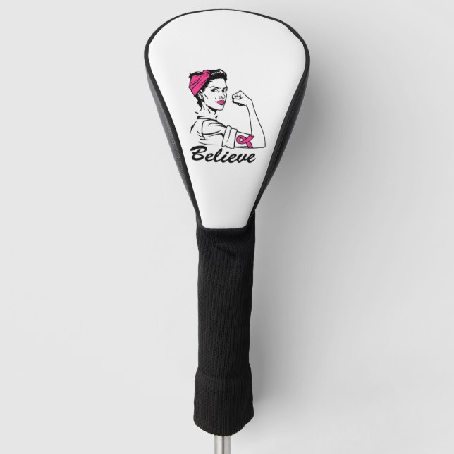 Monat des Brustkrebserklärens Frauen glauben rosa Golf Headcover (Vorderseite)