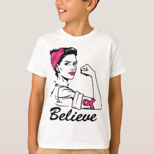 Monat des Brustkrebserklärens Frauen glauben rosa T-Shirt