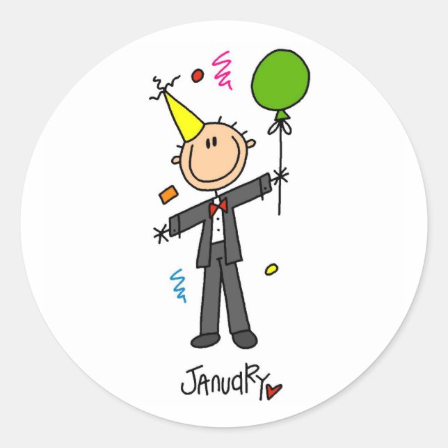 Monat Januar Runder Aufkleber (Vorderseite)