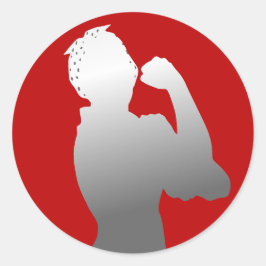 Monat Rosie Riveter Scarlet/Grau Runder Aufkleber