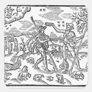 Monat September 'The Shepherdes Calender' Quadratischer Aufkleber