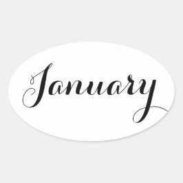 Monat Sticker: Januar Ovaler Aufkleber