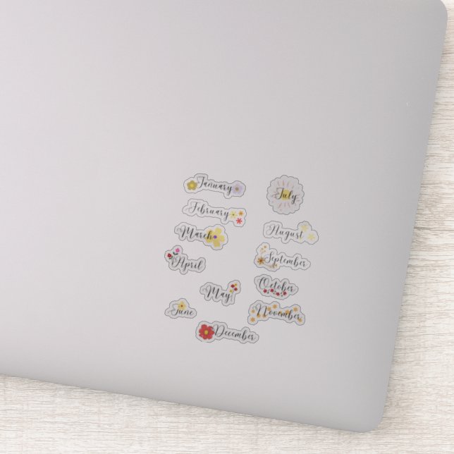 Monate des Jahres Blume Aufkleber-Set Aufkleber (Detail)