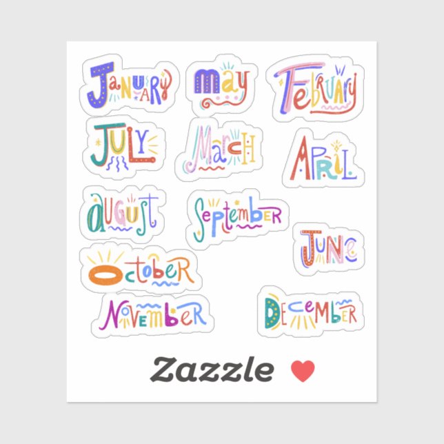 Monate des Jahres Sticker (Blatt)