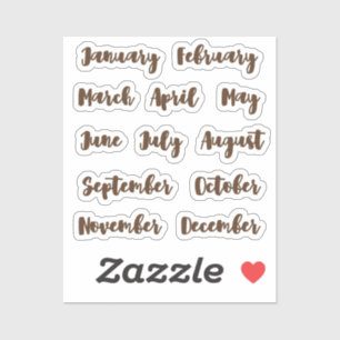 Monate des Jahres winzige Latte Aufkleber