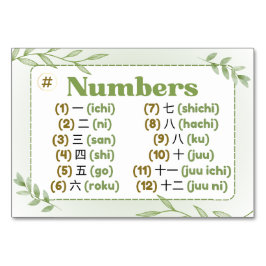 Monate in japanischer Sprache (Flash Cards) Tischnummer