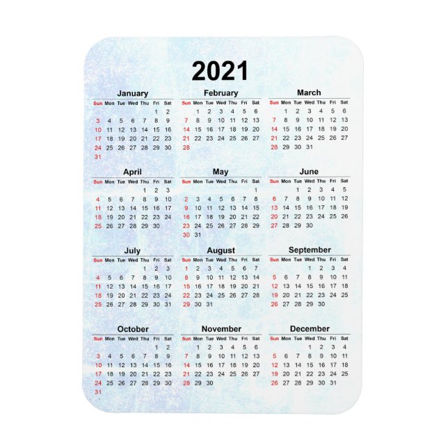 Monatlich 2021 Kalender Magnet Texturiert (Vertikal)