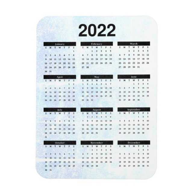 Monatlich 2022 Kalender Magnet Texturiert (Vertikal)