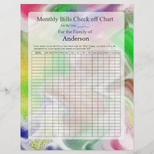 Monatliche Rechnungen Karo von Chart Fuzzy Colors 
