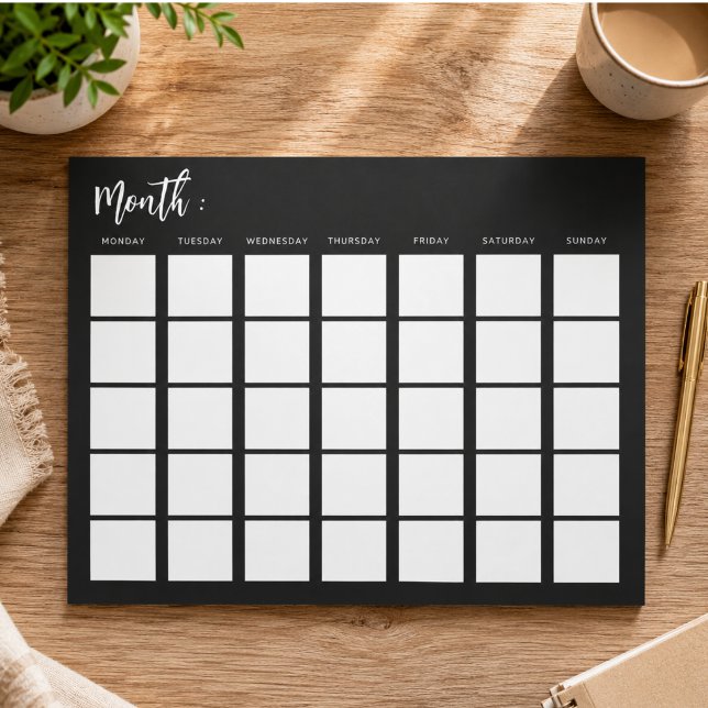 Monatlicher Blankalender Notizblock (Blank monthly calendar notepad)