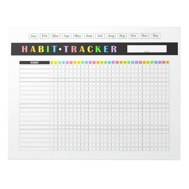Monatlicher Gewohnheits-Tracker Regenbogen Notizblock (Vorderseite)
