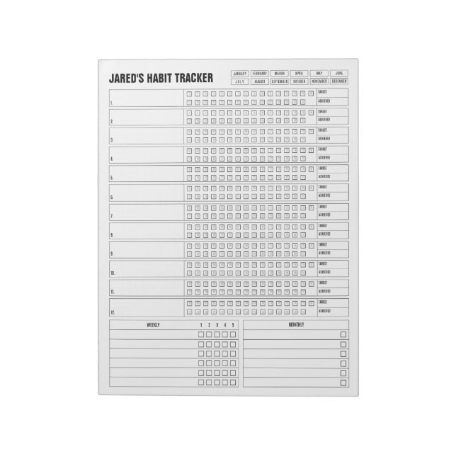 Monatlicher Habit-Tracker - Minimalistischer Plane Notizblock (Rotiert)