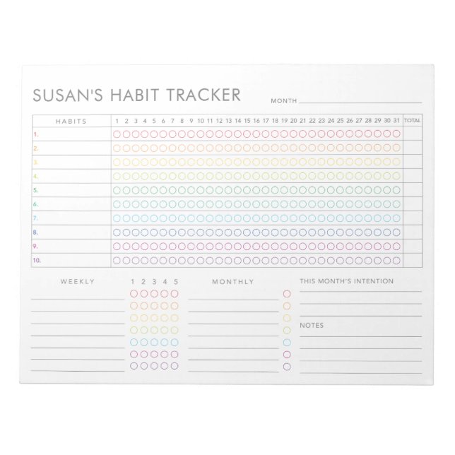 Monatlicher Habit-Tracker - Rainbow Minimalistisch Notizblock (Vorderseite)