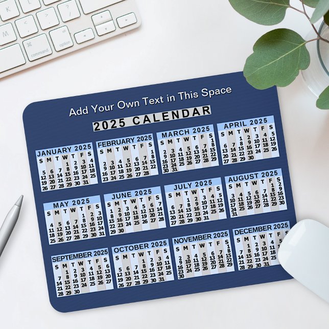 Monatlicher Kalender 2025 Leicht zu lesen Mousepad (Von Creator hochgeladen)