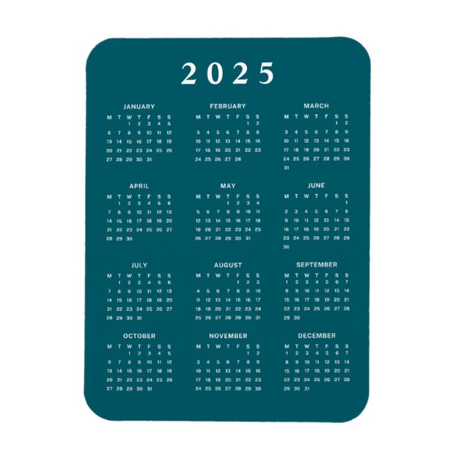 Monatlicher Kalender 2025 Magnet (Vertikal)
