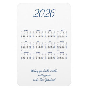 Monatlicher Kalender 2026 mit Zitat Magnet