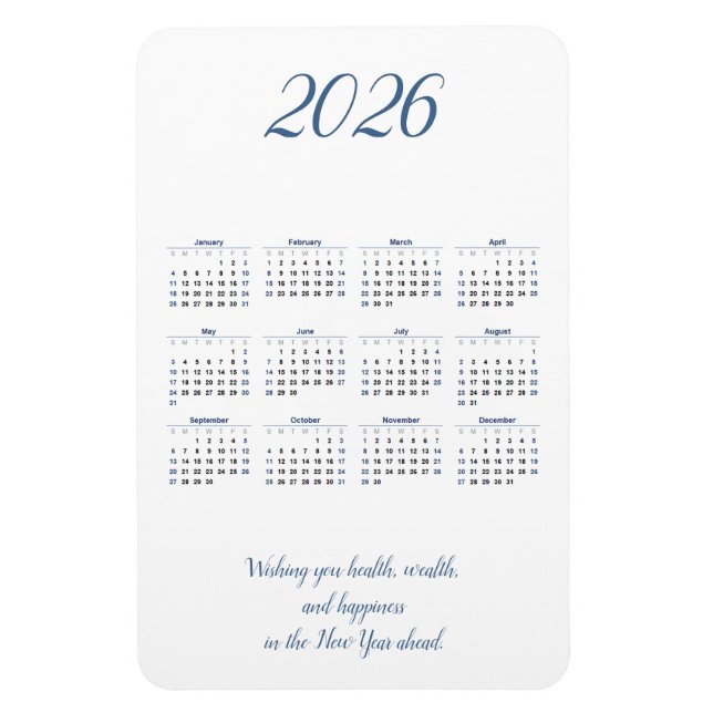 Monatlicher Kalender 2026 mit Zitat Magnet (Vertikal)