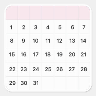 monatlicher Kalender der Fairy Floss Quadratischer Aufkleber