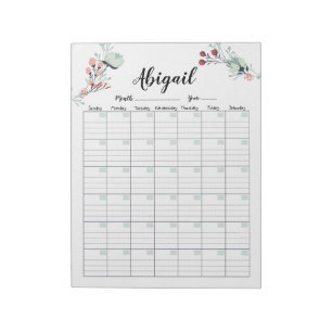 Monatlicher Kalender Niedlicher Blumenkalender Notizblock