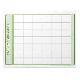 Monatlicher Menüplan Notepad Notizblock