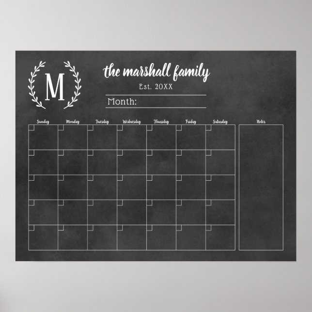 Monatlicher Monatskalender für die Familie Poster (Vorne)