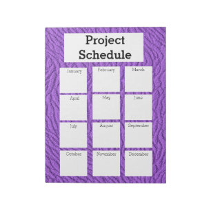 Monatlicher Projektplan lila Drucknotizen Notizblock